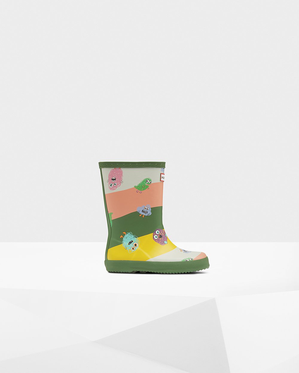 Kids Hunter Rain Boots Green - Original First Classic Scribble Print - 4765312-AL